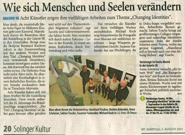 Solinger Tageblatt 3.8.2013 Solinger Tageblatt 3.8.2013